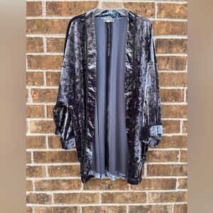 Pleione Velvet Open-Front Cardigan Kimono Size Large